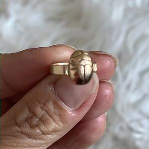 14k solid gold scarab pinky ring